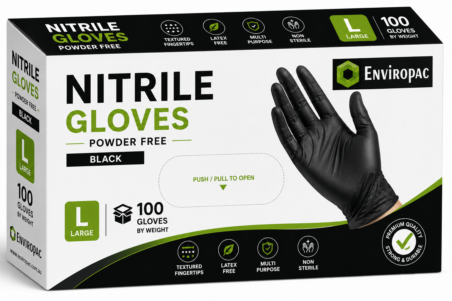 Gloves Nitrile Powder Free/ Black Large (10 x 100)