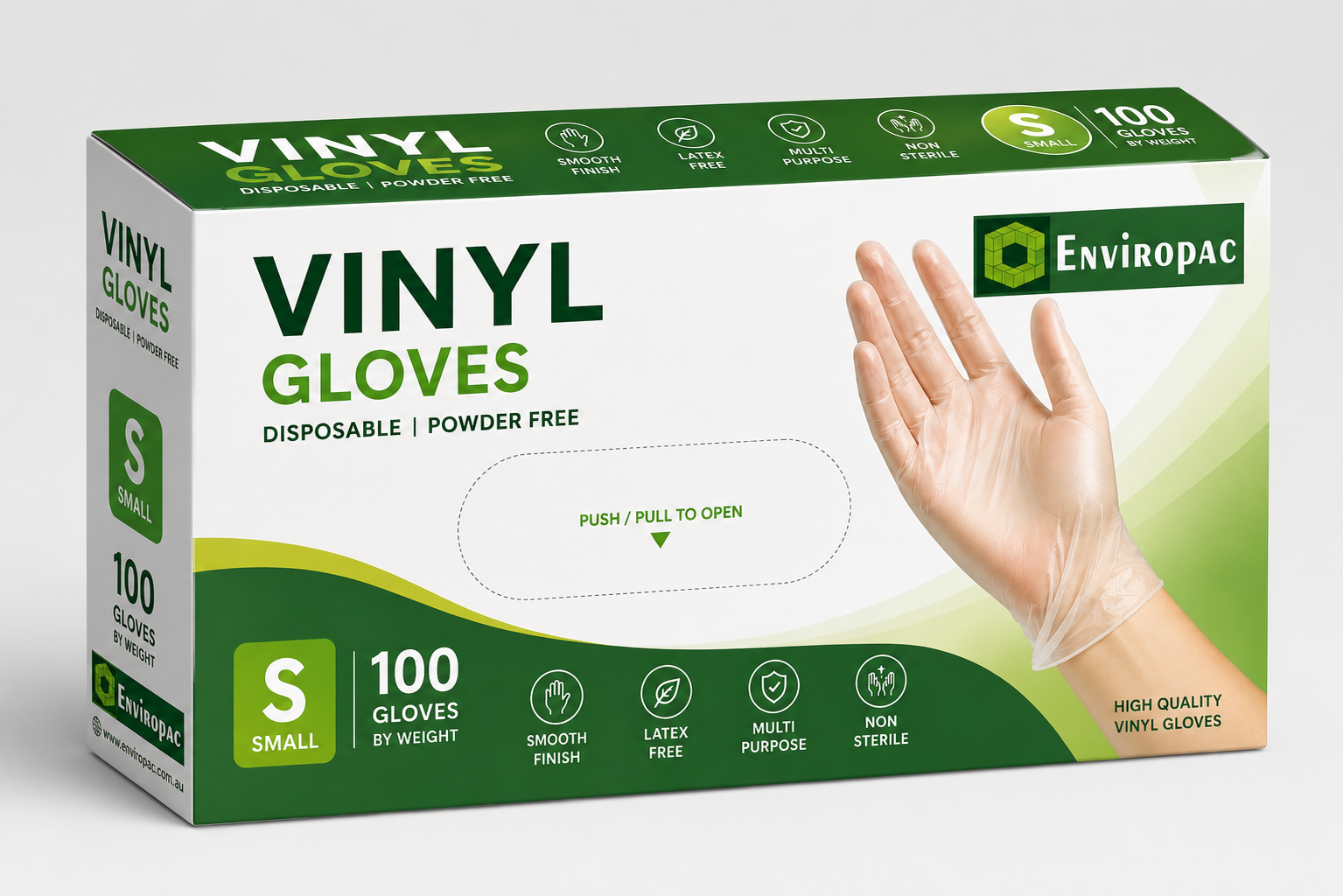 Gloves Clear Vinyl Powder free Small (10x100pcs/ carton)