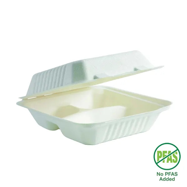 8" 3 Compartment Dinner Clamshell (200pcs/carton)