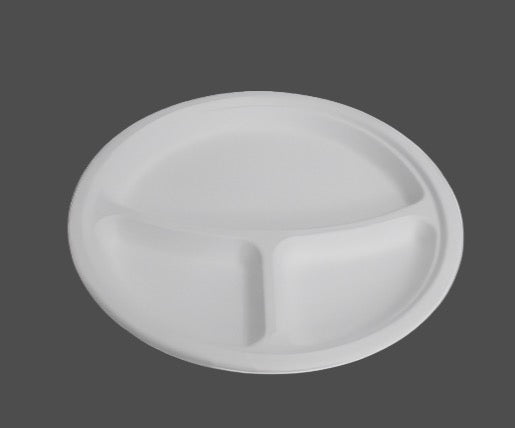 10/3 Com Sugarcane Round Plates (500pcs/ctn) - White -