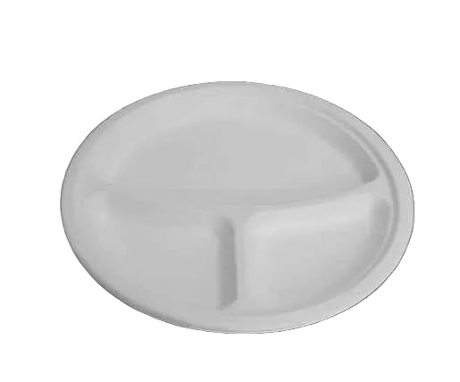 10/ 3 Compartment Sugarcane Round Plates (500pcs/ctn)