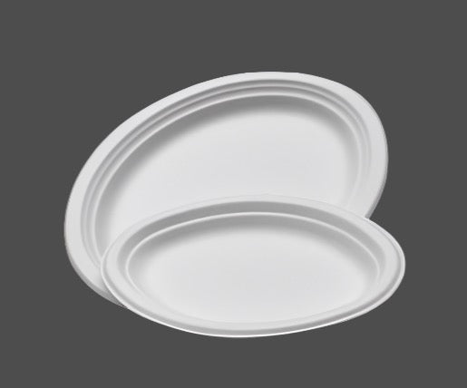26x19 cm Oval Sugarcane Plate (500pcs/ctn) - Sugarcane