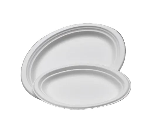 26x19 cm Oval Sugarcane Plate (500pcs/ctn) - Sugarcane