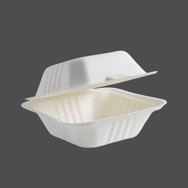 6 Burger Clamshell (400pcs/carton) - Sugarcane Clamshell