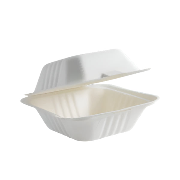 6 Burger Clamshell (400pcs/carton) - Sugarcane Clamshell