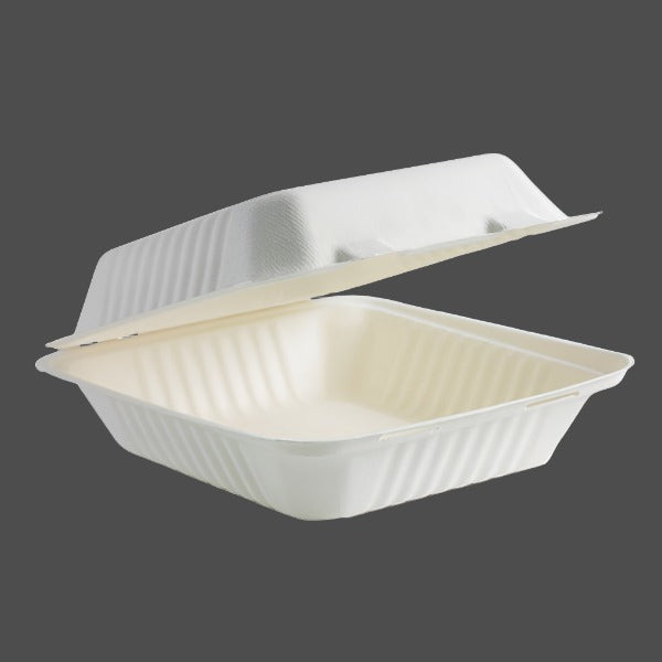 8" Sugarcane Dinner Clamshell (200pcs/ctn)