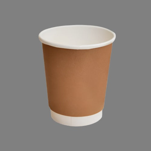 8oz PLA Coated Double Wall Coffee Cups/Brown (500pcs/ctn) -