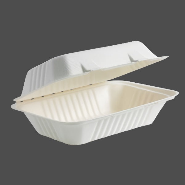9X6X3 Sugarcane Lunch Clamshell (200pcs/carton) - Sugarcane