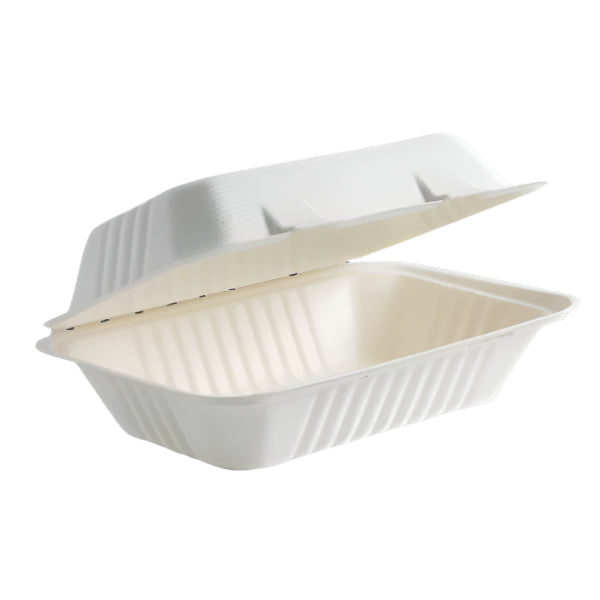 9X6X3 Sugarcane Lunch Clamshell (200pcs/carton) - Sugarcane
