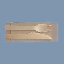 Prepacked Wooden Knife/Fork & Napkin (400pcs/carton) -