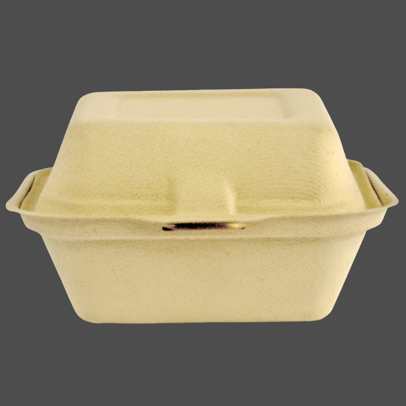 6" Sugarcane Clamshell Natural (500pc/Carton)