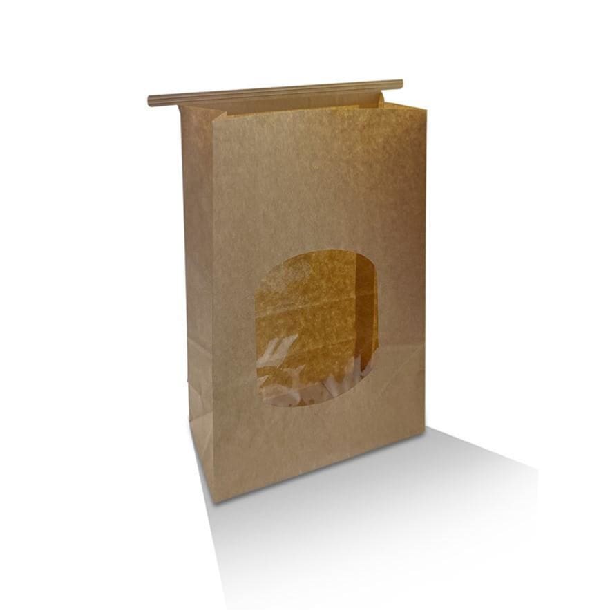 Tin Tie Coffee & Cookie Brown Window Bags /Large