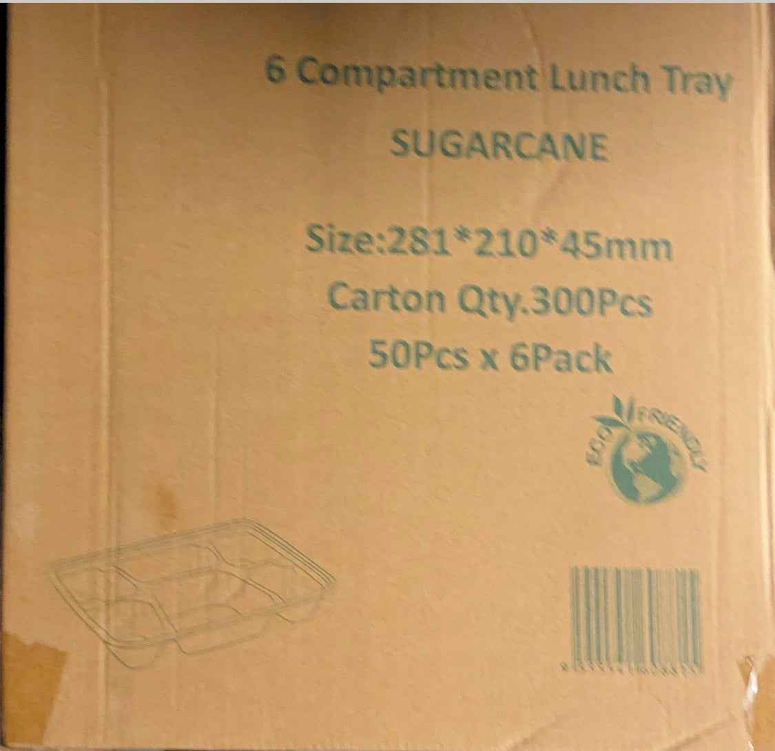6 compartment sugarcane tray (300)