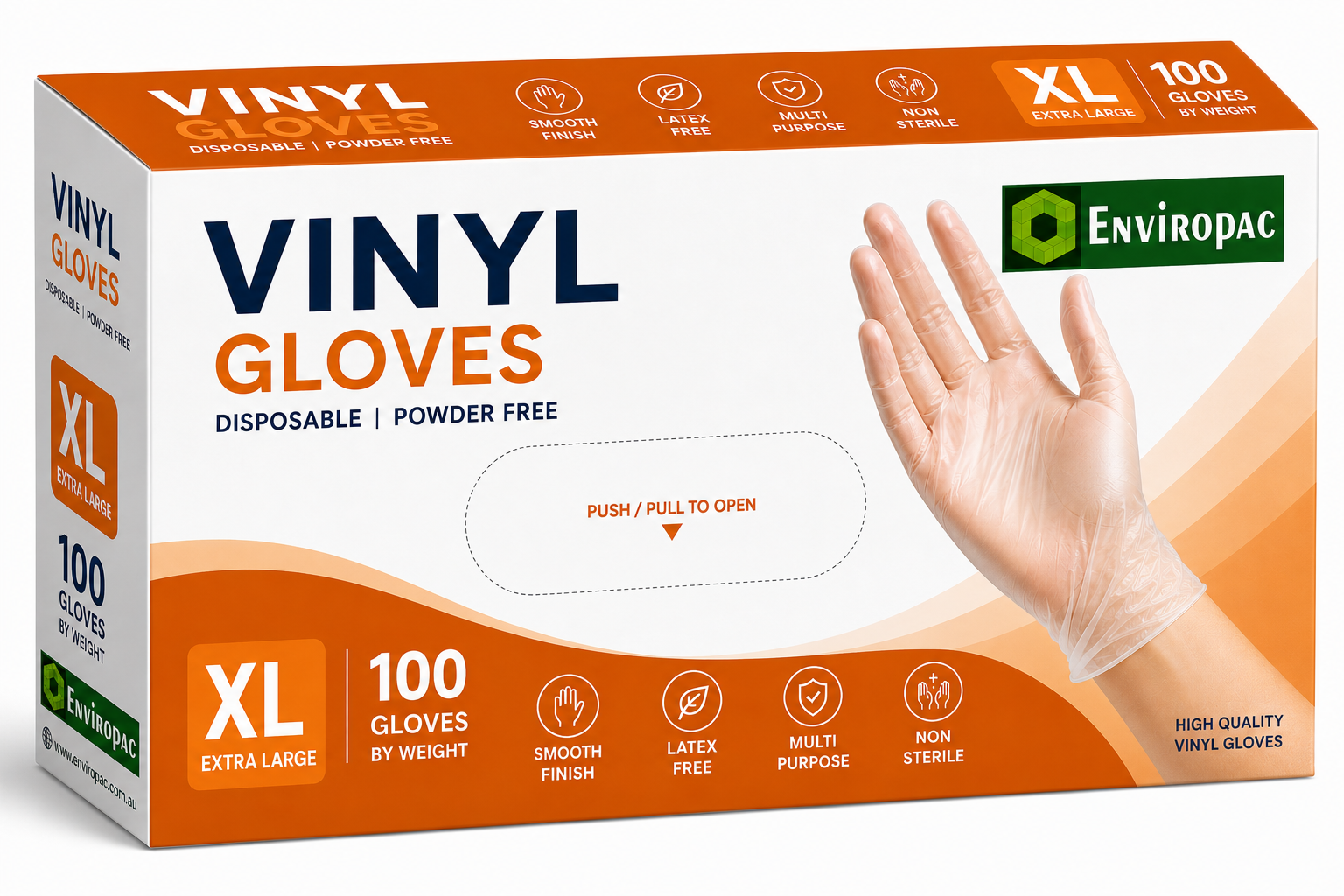 Gloves Clear Vinyl Powder Free Extra-Large (10x100pcs/ carton)