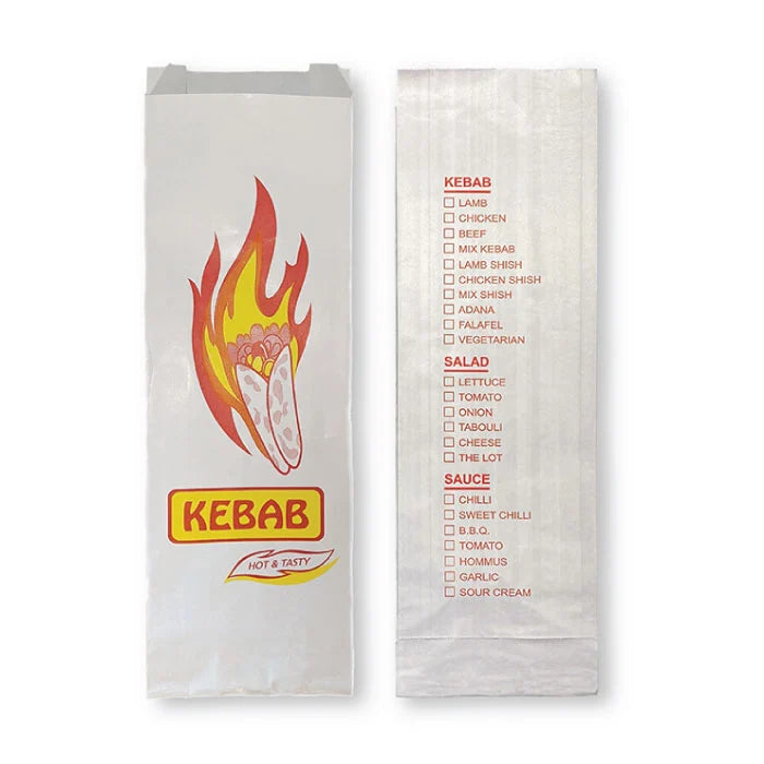 Printed Foil Kebab Bag- Extra Long (250pcs/ctn) 305 x 102 x 40mm