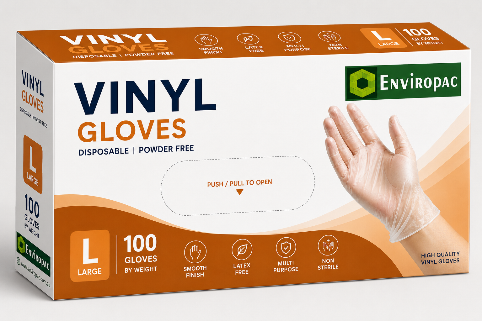 Gloves Clear Vinyl Powder Free Large  (10x100pcs/ carton)