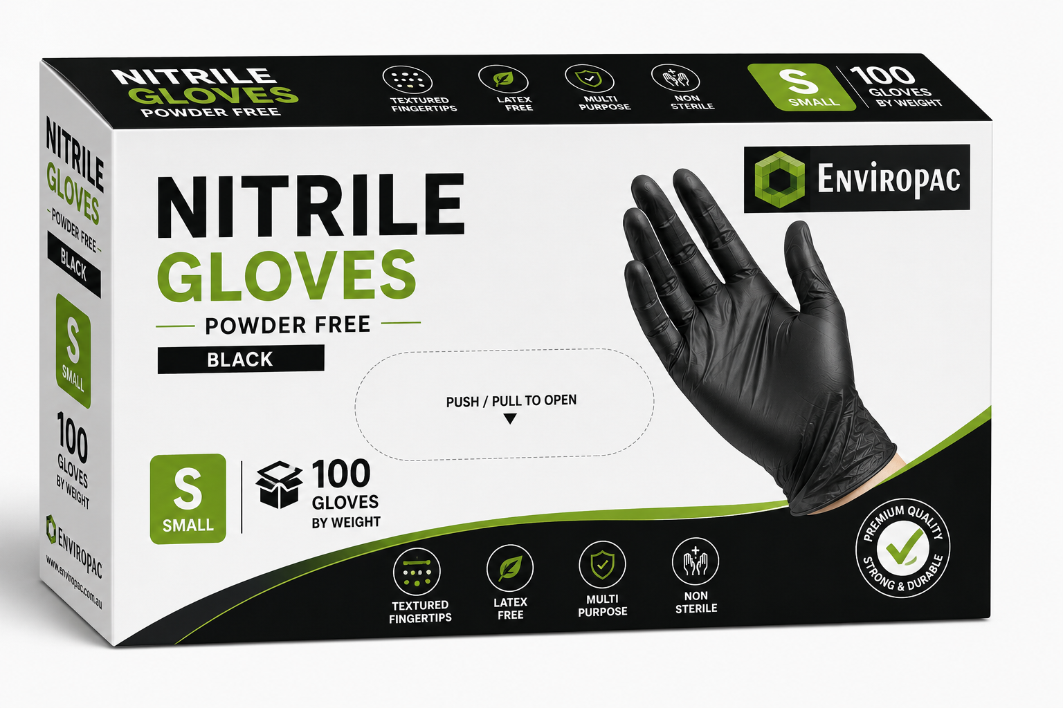 Gloves Nitrile Powder Free/ Black Small (10 x 100)