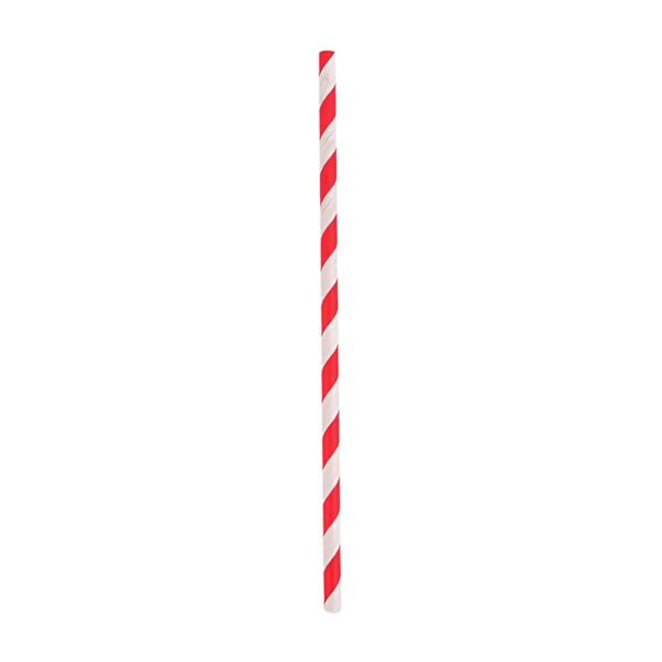 Paper Straws Jumbo Red Stripe 10mm x 210mm （2500pcs/carton）