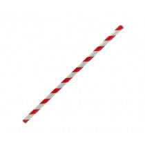 Paper straw regular 6mm red strip (2500pc/ctn)