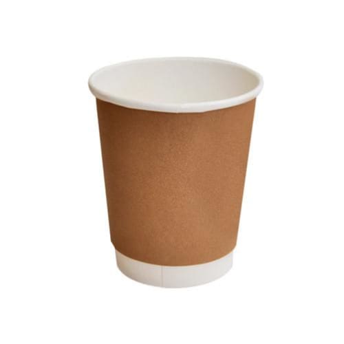 8oz PLA Coated Double Wall Coffee Cups/Brown (500pcs/ctn) - 
