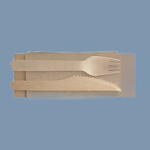 Prepacked Wooden Knife/Fork & Napkin (400pcs/carton) - 